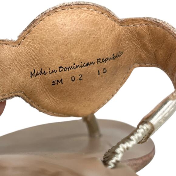 Jack Rogers Sandals Gold Thong Flip Flops Leather 5M - Picture 7 of 12